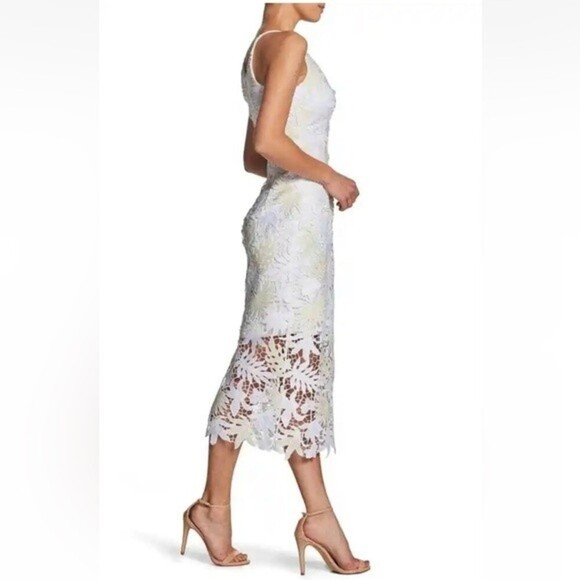 Dress the population Aurora Floral Midi Dress Eggshell/White Whimsical Bridal S - Picture 1 of 13